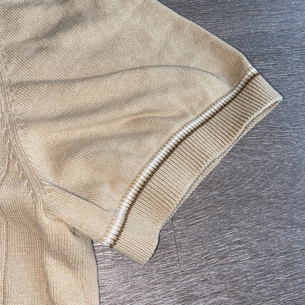 Ben Sherman Vertical Ribbed Cream Beige Knitted Polo W Pocket Size Medium 1372‎ - Picture 4 of 8